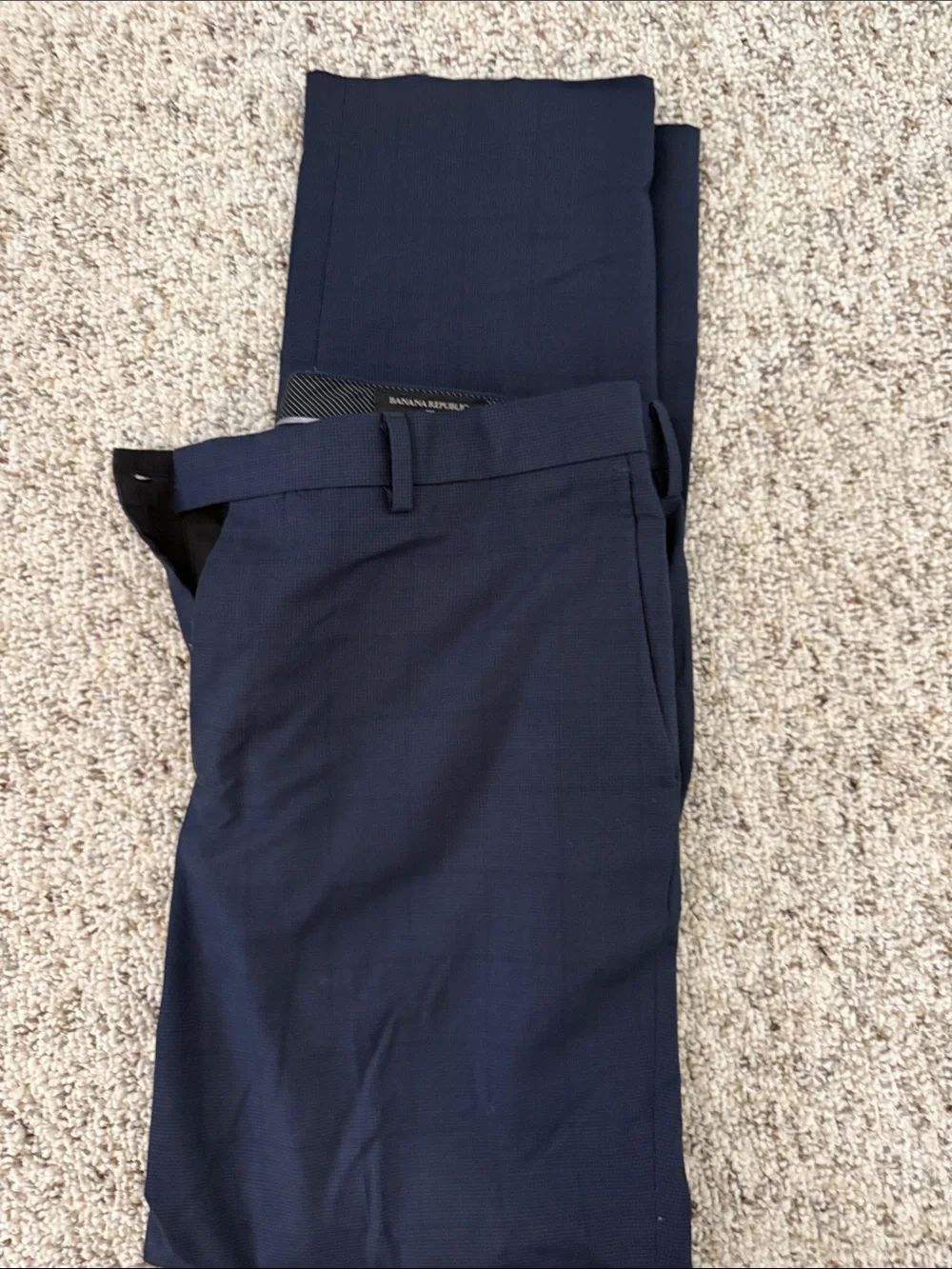 Banana Republic Dark Navy Textured Dress Pants
